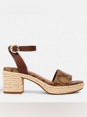 NEW Coach size 8.5 Womens Piper Espadrille Heel Canvas shoes
